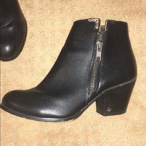 Black leather booties